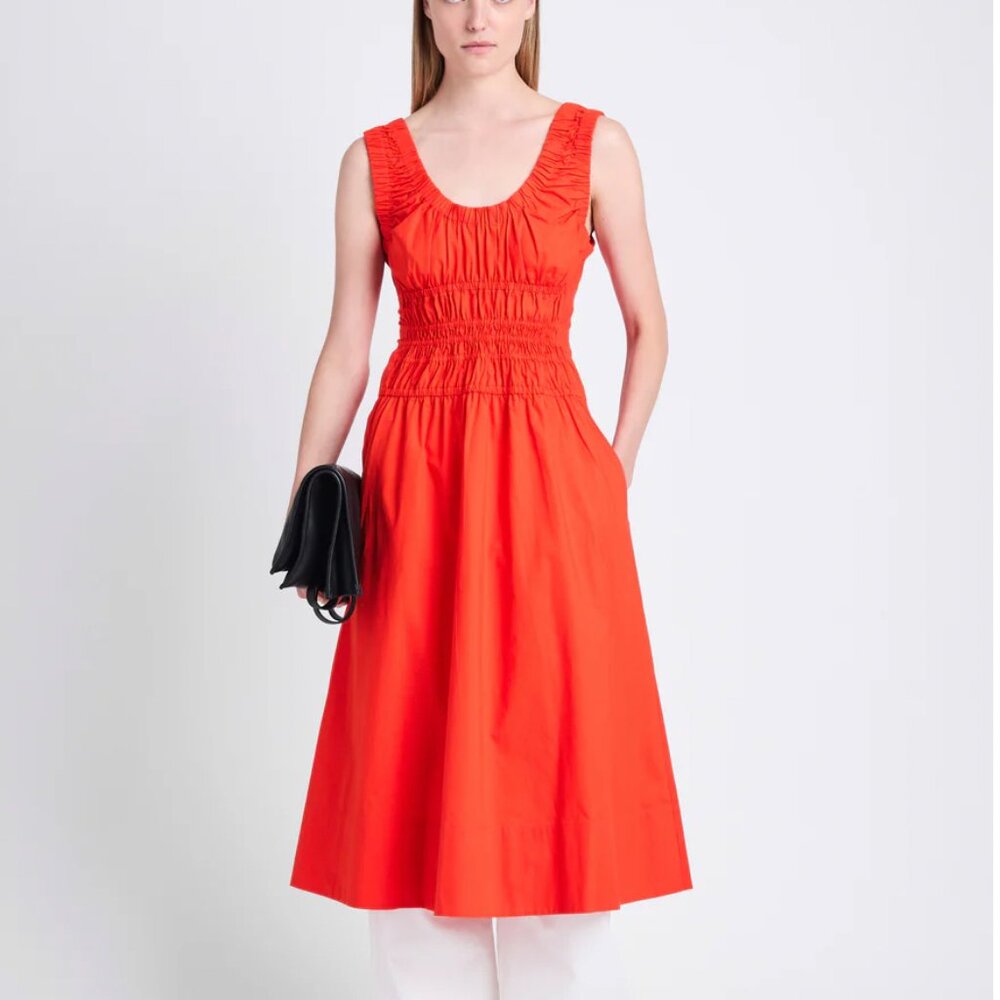 Proenza Schouler Red Flutter Sleeve Midi Dress